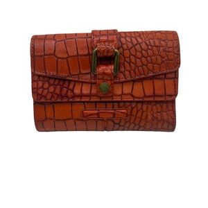 Piquadro Sophisticated Orange Crocodile-Embossed Wallet